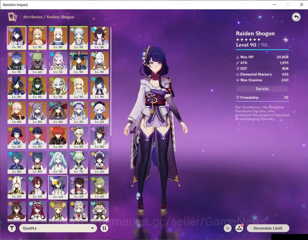 Genshin Impact Accounts Asia|AR 59||Prime Flins|13 Limited+5(*5Weapon)|Col image 3
