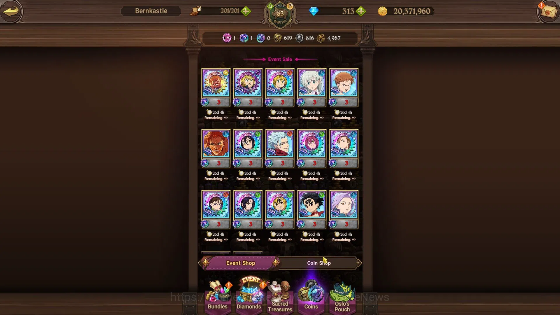 The Seven Deadly Sins: Grand Cross Accounts GLB|4,2M CC|3 LR+11 UR+Collab Konosuba+313 Gems|Br image 11