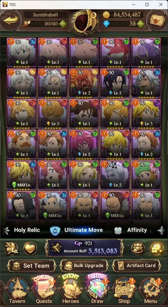The Seven Deadly Sins: Grand Cross Accounts ASIA|3,5M CC|10 LS,38 Dm|6 LR+7 UR|Estarossa,Desir image 4