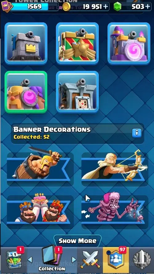 Clash Royale Accounts Lvl 43|Trophy 9853|KTL 15|Limited Skin|Card 121/12 image 13
