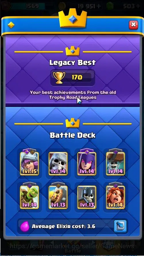 Clash Royale Accounts Lvl 43|Trophy 9853|KTL 15|Limited Skin|Card 121/12 image 6