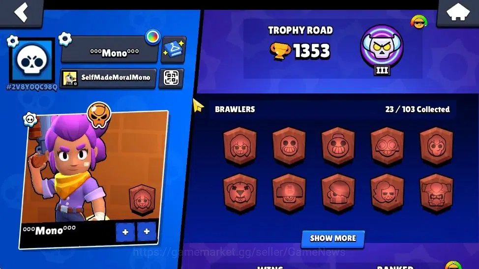 Brawl Stars Accounts 1353 Trophy| 23 Brawler 3 Max Lvl [Edgar,EMZ,Starr image 2