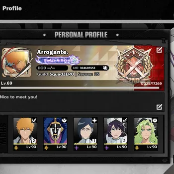 BLEACH: Soul Resonance Accounts Nuverse SEA |Lv 69|10 SSR 6 Sign (Ichigo DZ B2,Bambietta B2,Uryu B1,Urahara B3,Tosen