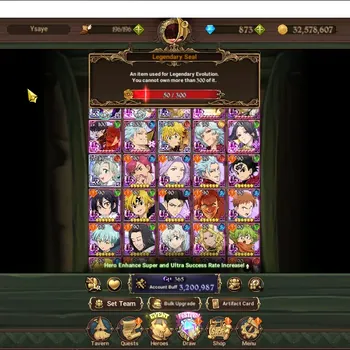 The Seven Deadly Sins: Grand Cross Accounts Endgame ASIA|3,2M CC|873 Dm|LS 50|4 LR 12