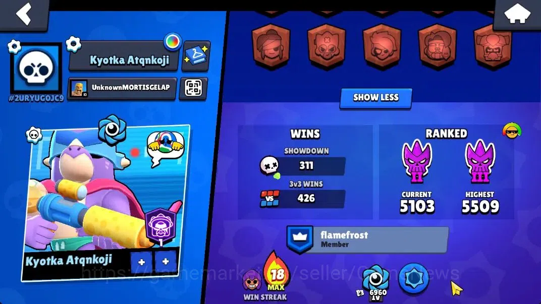 Brawl Stars Accounts 7520 Trophy|50 Brawlers 10 Max Lv 3 Full Buffies|UL Sirius|123 Skin|3 Legend Skin 4 Mythic 29 Epic|12K 16