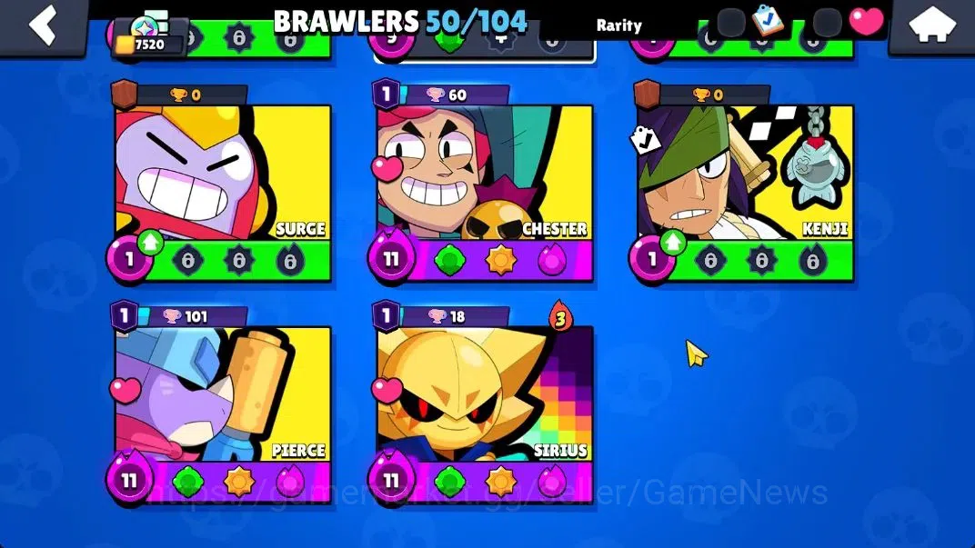 Brawl Stars Accounts 7520 Trophy|50 Brawlers 10 Max Lv 3 Full Buffies|UL Sirius|123 Skin|3 Legend Skin 4 Mythic 29 Epic|12K 7