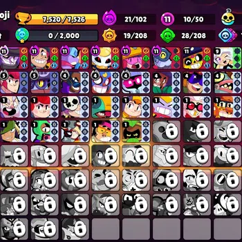 Brawl Stars Accounts 7520 Trophy|50 Brawlers 10 Max Lv 3 Full Buffies|UL Sirius|123 Skin|3 Legend Skin 4 Mythic 29 Epic|12K
