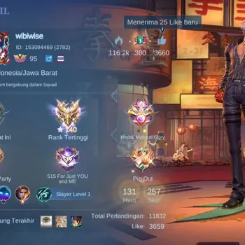 Mobile Legends: Bang Bang Accounts Collector Hero 131|Skin 257|Renowned|Star140|KOF Karina+Gusion|Collector Pharsa|Trans