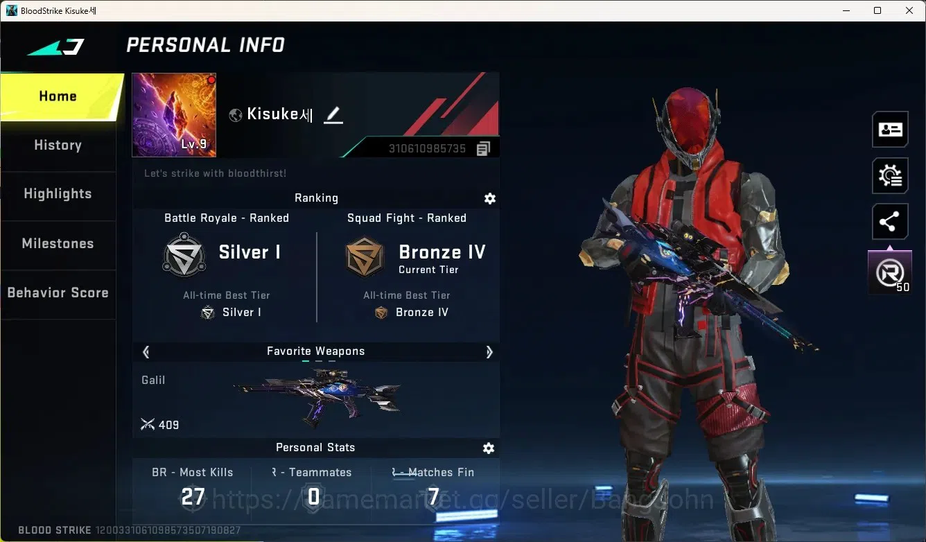 Blood Strike Accounts Rare Skin ASIA|1 Eternal Gun:Galil-Blight's Embrace|5 Legendary Gun|Check SS BS2188B 1