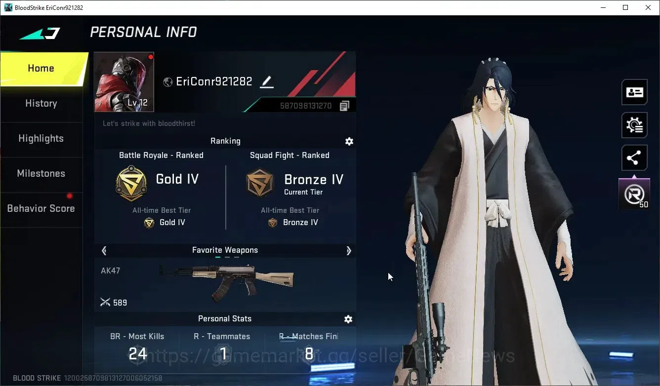 Blood Strike Accounts ASIA|Collab Bleach [Byakuya]|1 ULTRA [Ethan]|2 Leg image 2