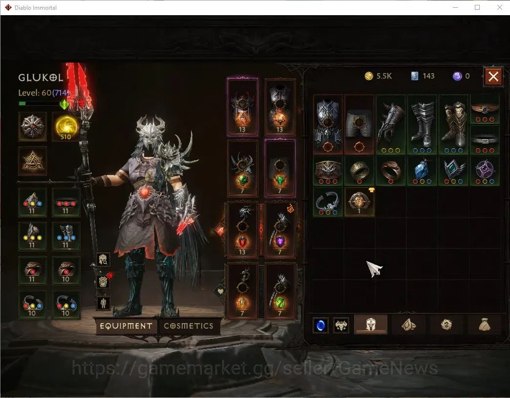 Diablo Immortal Accounts High-End SEA-Verathiel|CS ON|Lv60(714)|Druid|CR 40K|Reso 510|Paragon Vaniquisher|Inferno IV|Hell Lv 5