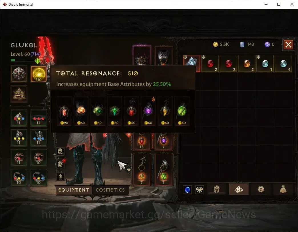 Diablo Immortal Accounts High-End SEA-Verathiel|CS ON|Lv60(714)|Druid|CR 40K|Reso 510|Paragon Vaniquisher|Inferno IV|Hell Lv 6