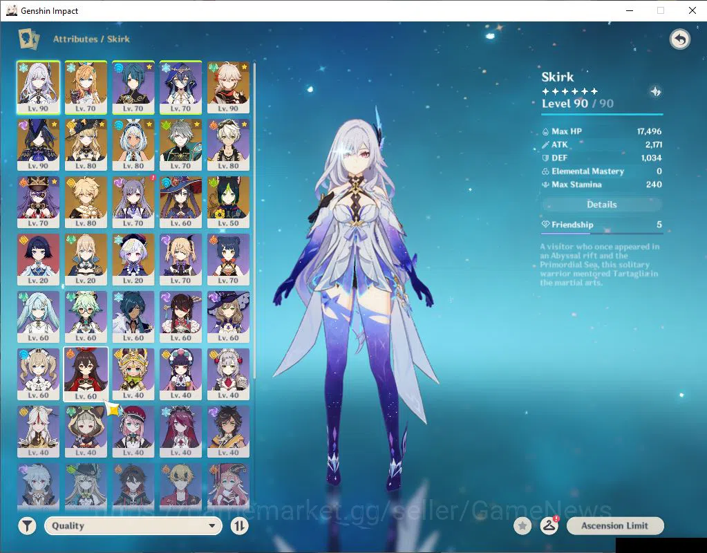 Genshin Impact Accounts ASIA|AR 56|7 Limited+1(*5Weapon)|Skirk,Escoffier,K image 3