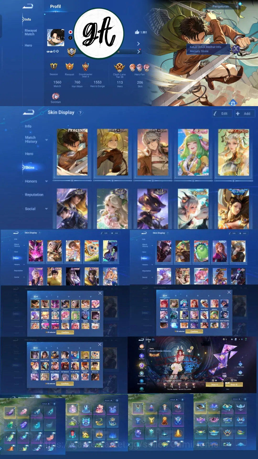 Honor of Kings Accounts Rare Skin 206 SKIN | 3 AOT: Allain, Mayene, Heino | 3 Lotm Yuan Ge/ Yango, Sh1, Guiguzi | More 1