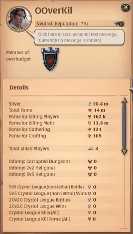 Albion Online Accounts High-End ASIA |14M Total Fame - 10,4M Silver - 10,4M Asset|T8 Lv 100/120 Bow of Badon Build|Take 1