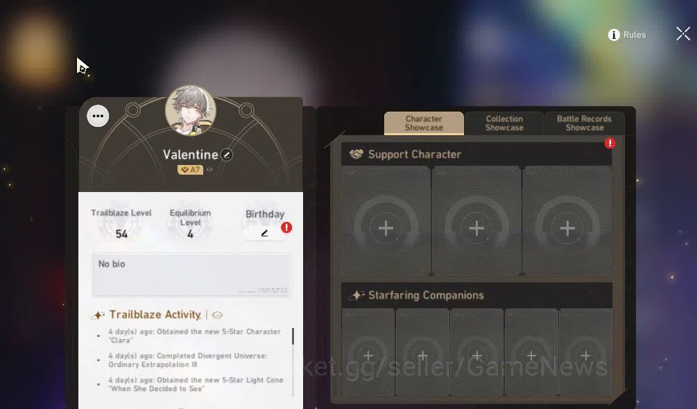 Honkai Star Rail Accounts Mid Game Asia|TL 54|5 Limited|Yao Guang+Sign,Sparkle,Sunday,Dante,Archer|MC 2