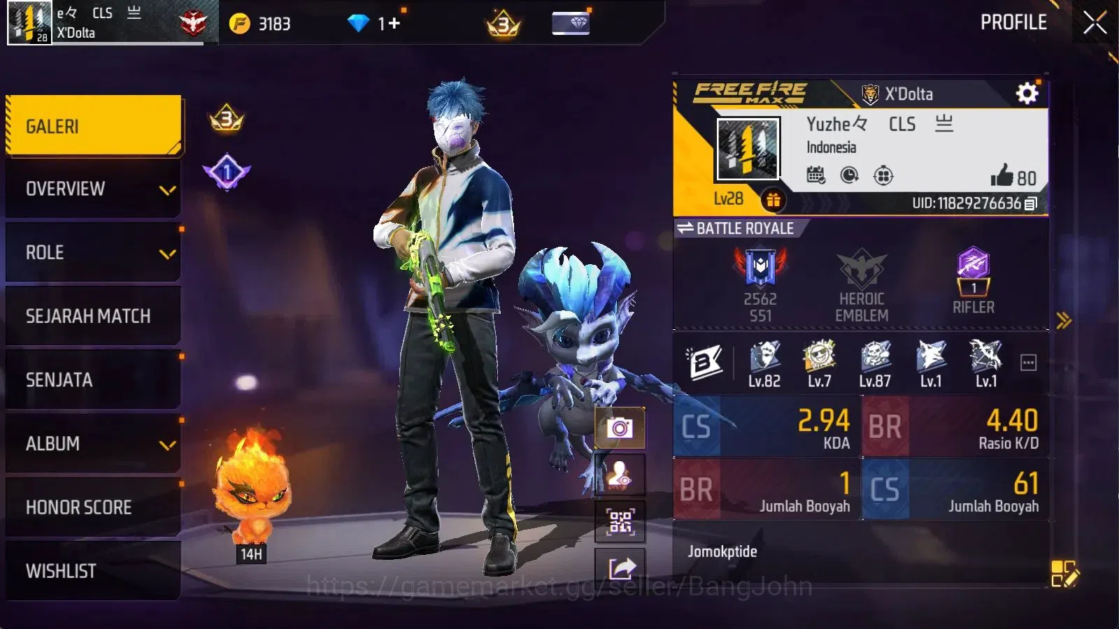 Free Fire Accounts Indonesia | Vault 113 | BR Heroic, CS Gold | Booya image 15