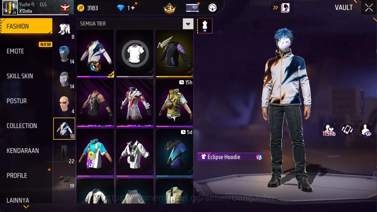 Free Fire Accounts Indonesia | Vault 113 | BR Heroic, CS Gold | Booya image 9