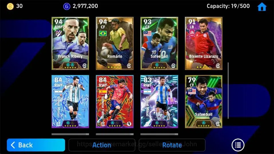 eFootball Accounts Legends & Iconic Players Mobile|PW 3019|Fabio Cannavaro Epic,Romario BigT,Lionel Messi ShowT|2026|Check 5