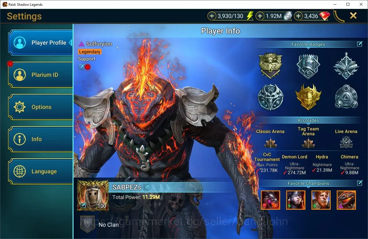 Raid: Shadow Legends Accounts Endgame Lv.100 Power 11.2M|5 1