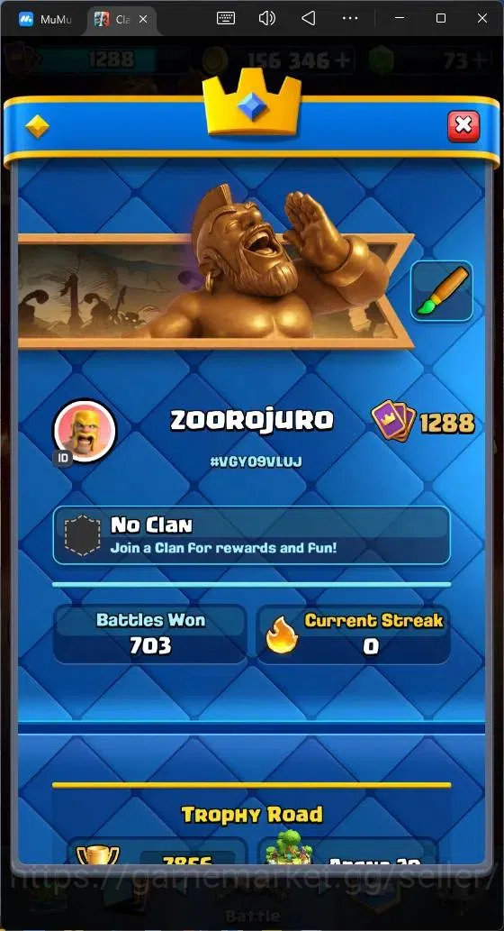 Clash Royale Accounts High-End Global |CL 1288|KTL 13|Trophy 7856|121 Cards|8 Champ|2 Hero|11 Evo|Arena 20|73 Gems|156K 3
