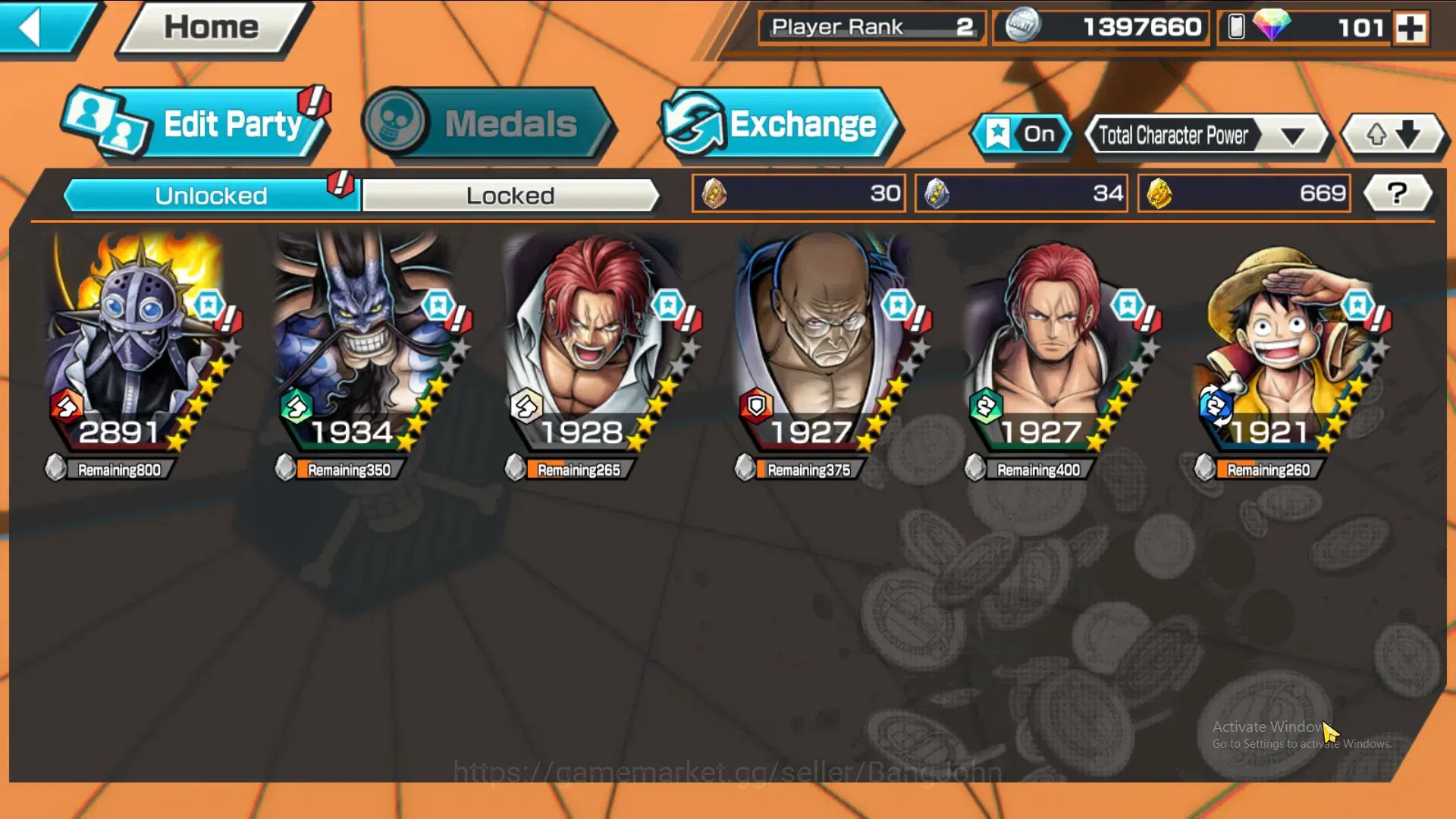 One Piece Bounty Rush Accounts GLOBAL|GF 669|5Ex|St Nusjuro,MD Luffy,DD Shanks, F image 10