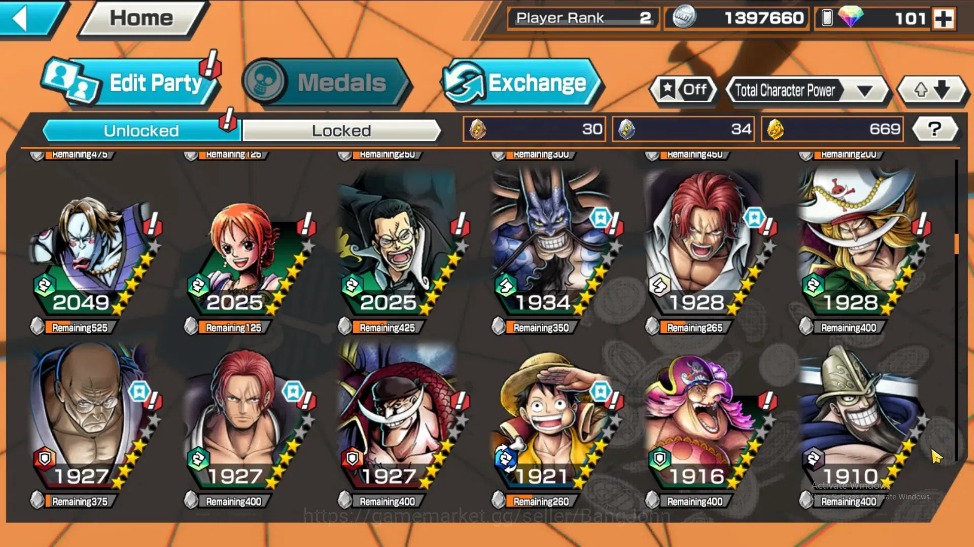 One Piece Bounty Rush Accounts GLOBAL|GF 669|5Ex|St Nusjuro,MD Luffy,DD Shanks, F image 5