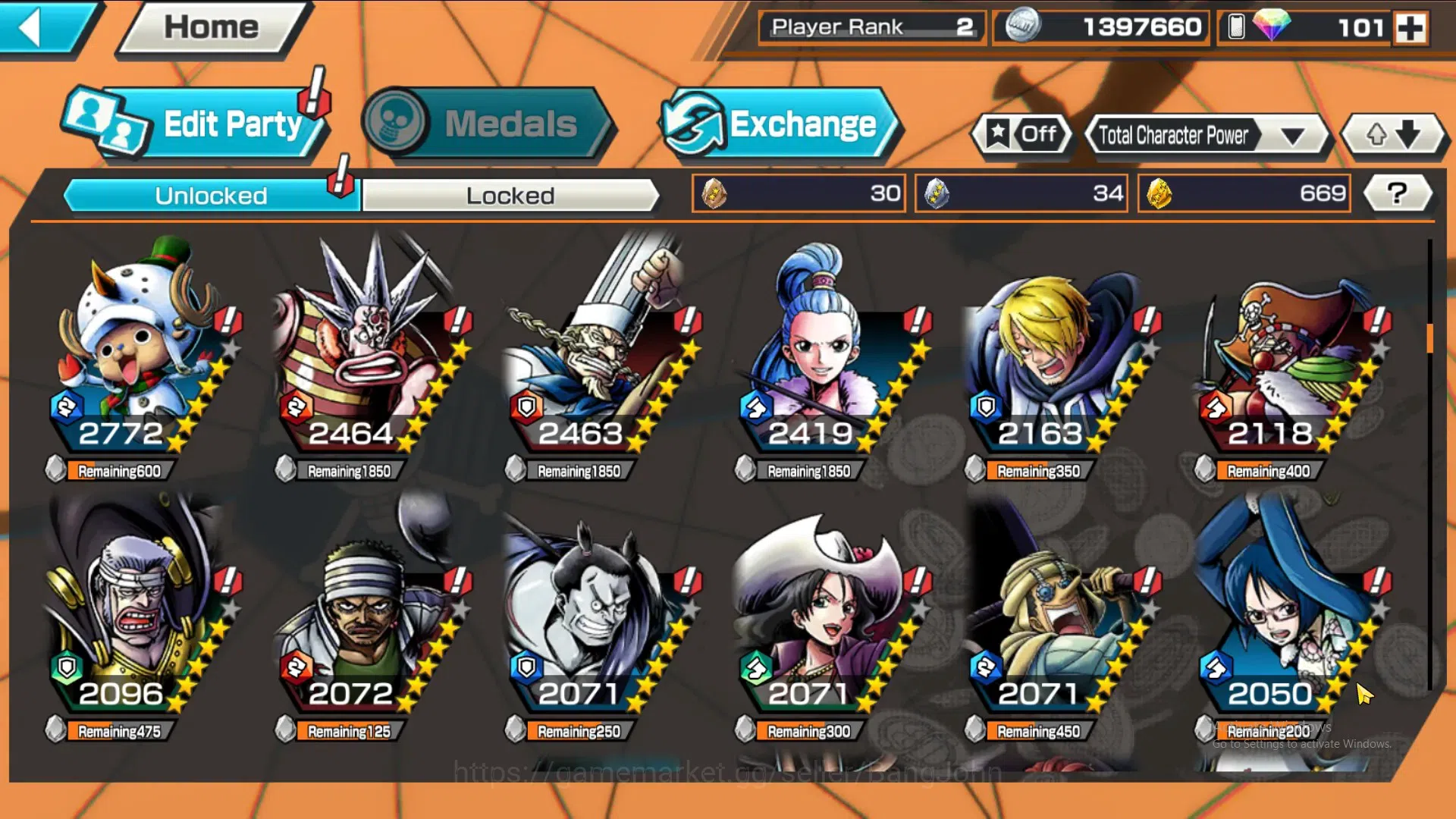One Piece Bounty Rush Accounts GLOBAL|GF 669|5Ex|St Nusjuro,MD Luffy,DD Shanks, F image 6