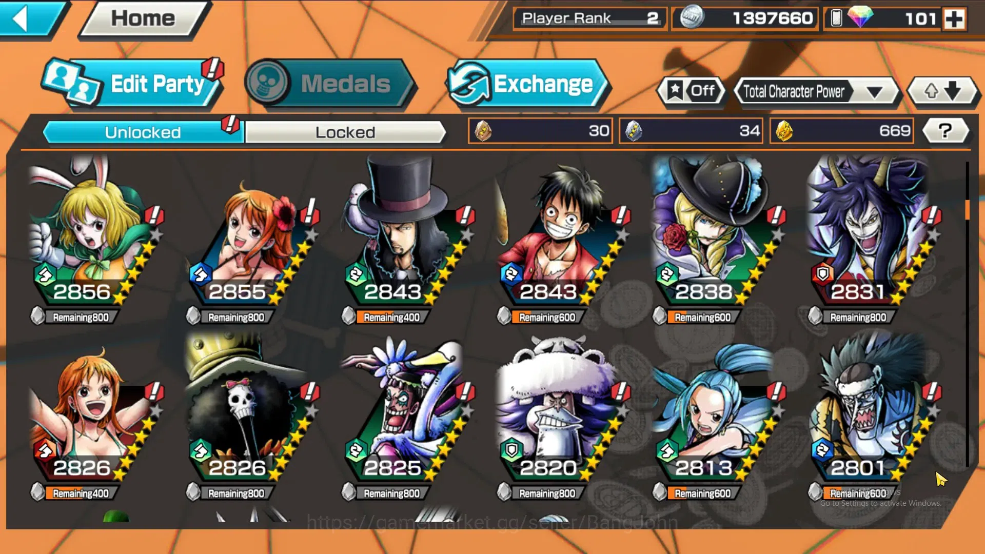 One Piece Bounty Rush Accounts GLOBAL|GF 669|5Ex|St Nusjuro,MD Luffy,DD Shanks, F image 7