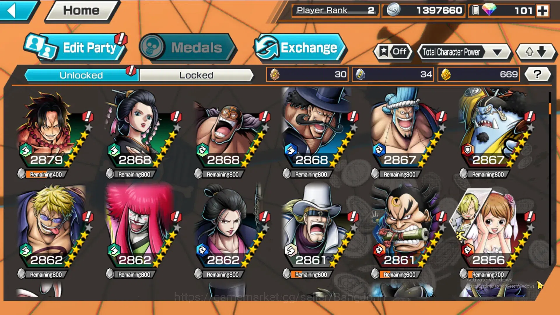 One Piece Bounty Rush Accounts GLOBAL|GF 669|5Ex|St Nusjuro,MD Luffy,DD Shanks, F image 8