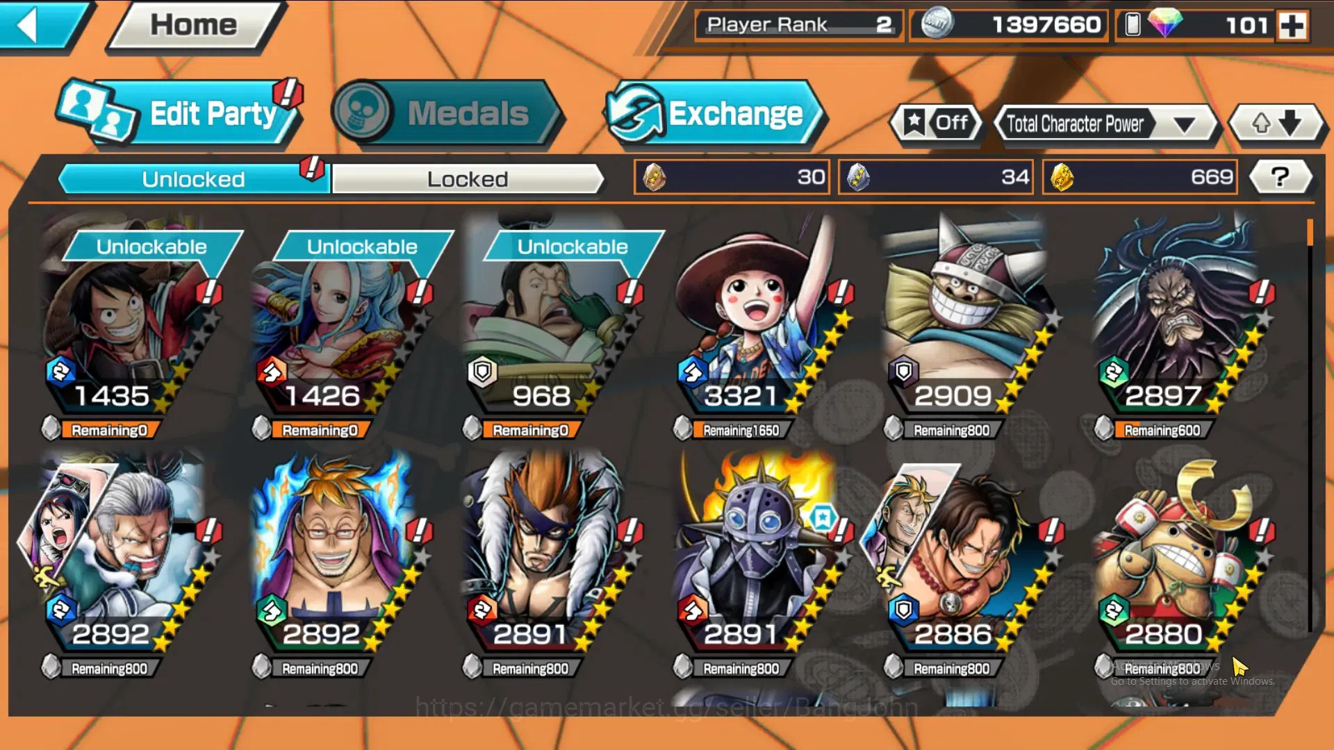One Piece Bounty Rush Accounts GLOBAL|GF 669|5Ex|St Nusjuro,MD Luffy,DD Shanks, F image 9
