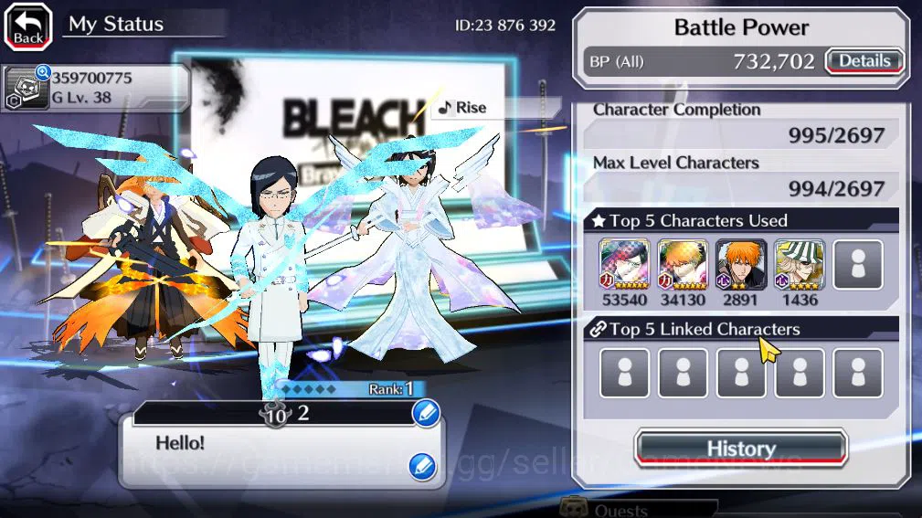Bleach: Brave Souls Accounts Mid-Tier [GLOBAL]42k Orbs|10th Anniv (Rukia,Ichigo),TYBW26 (Uryu,Ichigo),Aizen Renewed,Ururu,2 3