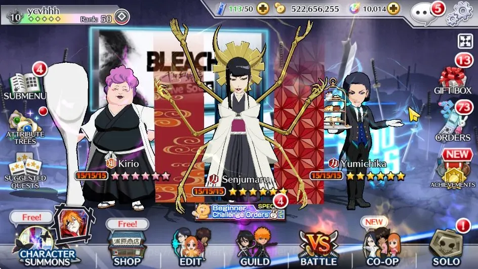 Bleach: Brave Souls Accounts Mid-Tier Global | 19K BP+10K Orb|Mid Story|Senjumaru TYBW25|Kirio TYBW|Yumichika TMV|Check SS 1