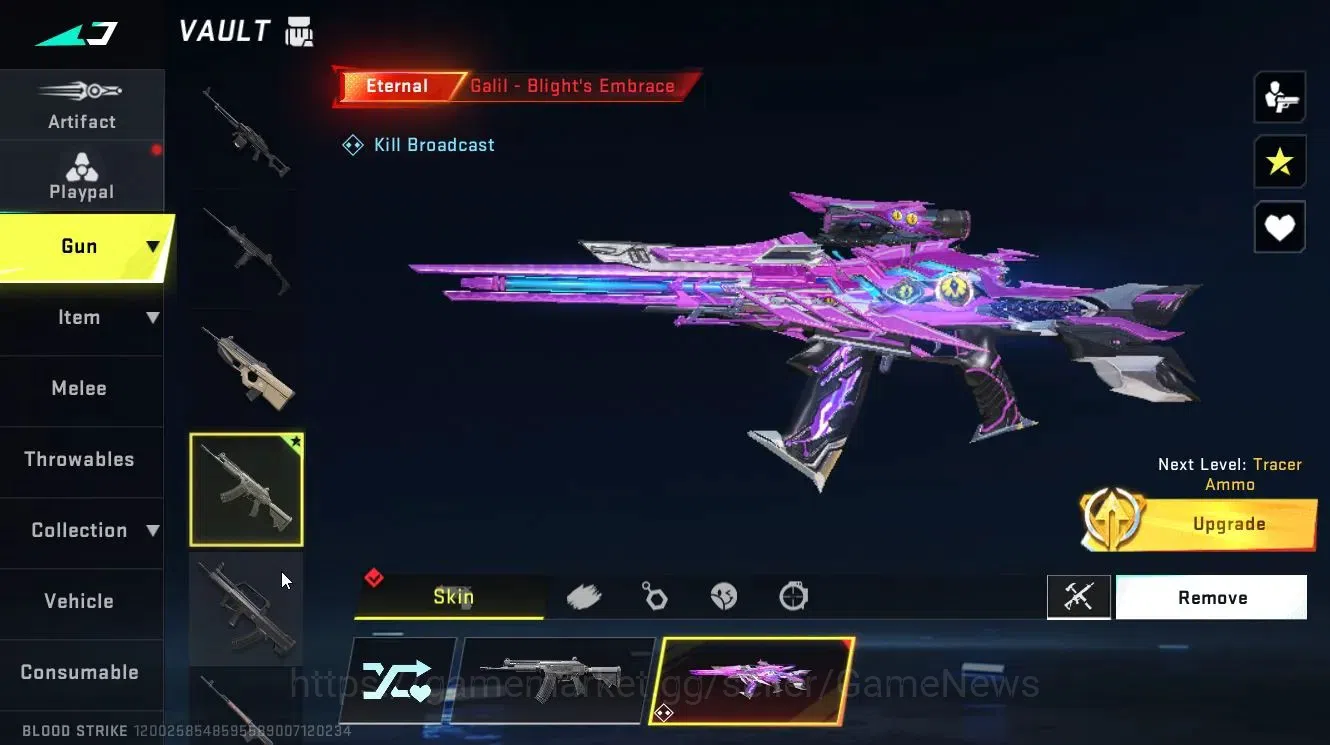 Blood Strike Accounts Rare Skin ASIA|ETERNAL Galil-Blight's Embrace Lv3|Legendary [VSS-Blight's Embrace]|Rare Frag 5