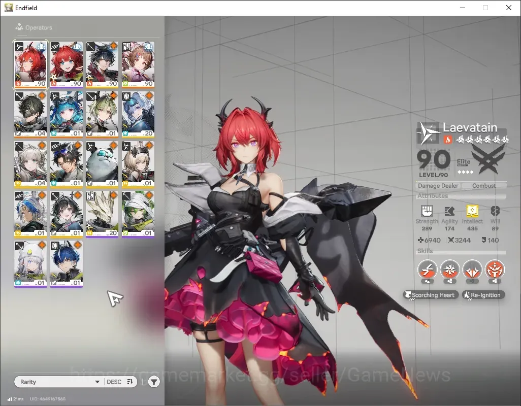 Arknights: Endfield Accounts ASIA|Lv 57|127K Oro,220 Ori,16K Ars|4 SSR + 1 Selector + 1 Limited (Laevatain) + 4 (*6 Wp) + 2 1