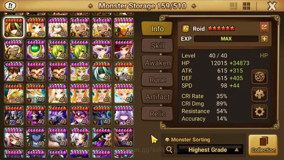 Summoners War: Sky Arena Accounts End-Game ASIA Lv 100|4 LD[Jager,Maximilian,Jin Sasha]|87 Total NB5[Leo,Haegang]+177 14