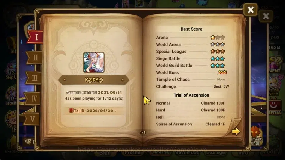 Summoners War: Sky Arena Accounts End-Game ASIA Lv 100|4 LD[Jager,Maximilian,Jin Sasha]|87 Total NB5[Leo,Haegang]+177 3