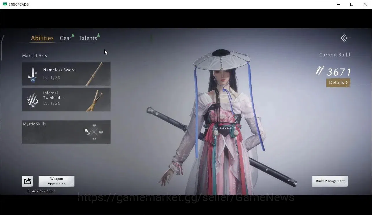 Where Winds Meet Accounts GLOBAL|Lv 5|GS 3671|1 Harmonic Core|Nameless Sword image 6