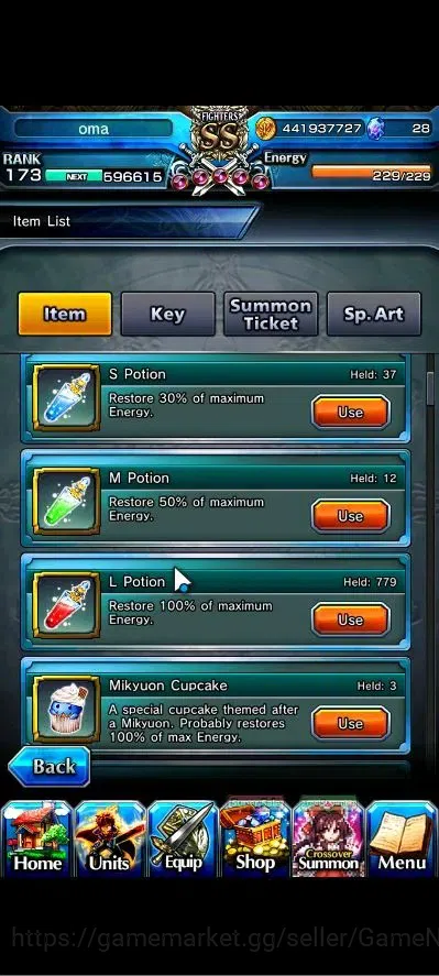 Grand Summoners Accounts Global|Rank 173|2 Sp Art|24 Ascend+10 TW|[S Miyu,E image 3