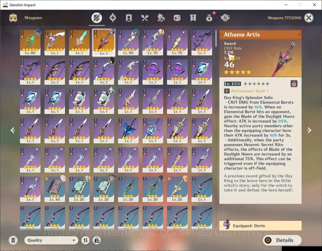 Genshin Impact Accounts ASIA|AR 50|All Unset|2 Limited+ 4(*5Weap)|Durin+Si image 9