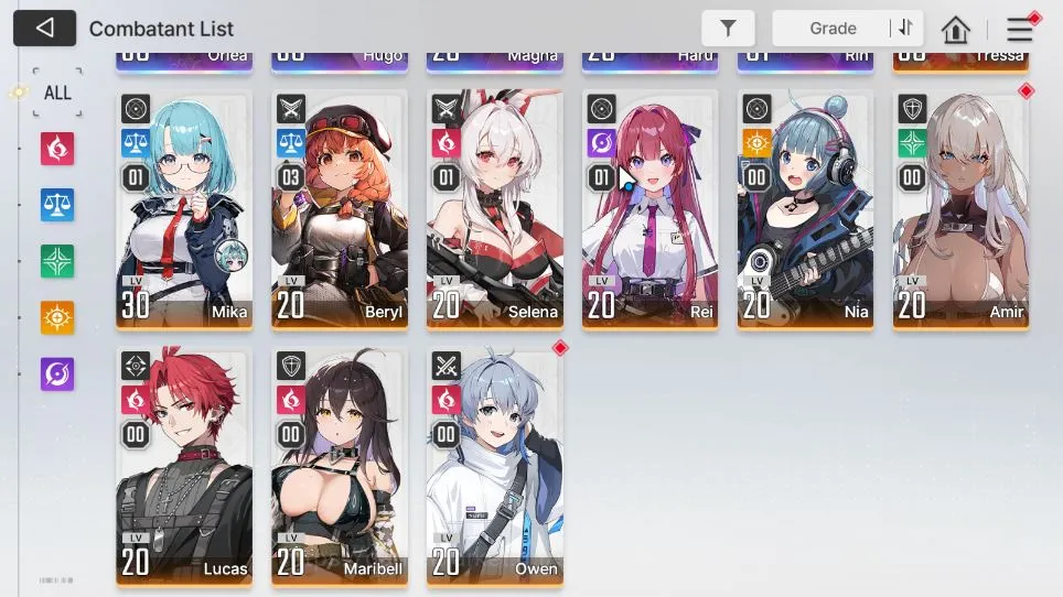 Chaos Zero Nightmare Accounts GLOBAL Lv25| 5SSR(Orlea,Hugo,Magna,Haru,Rin)+9SR(Selena,Lucas,Maribell,etc)+12SR 5