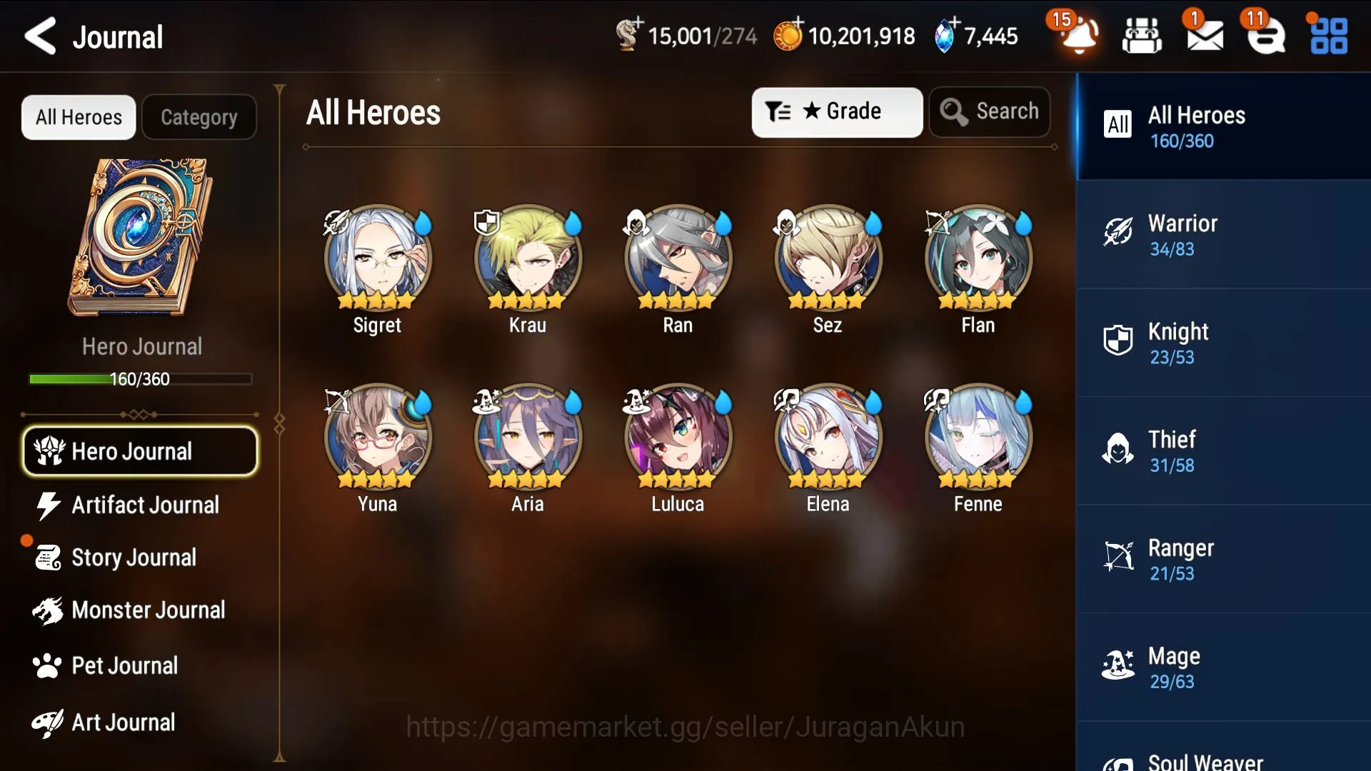 Epic Seven Accounts Mid-Tier Asia Unveriv|11ML(Har setti,NM Luna,Hwayoung,NC Landy)160Char(Robin,Ocean Luluca)15K 3