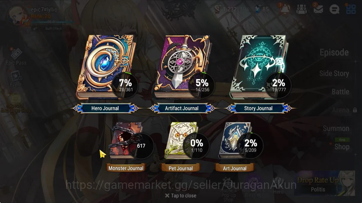 Epic Seven Accounts Starter Global Unverif|Fresh Starter|Low Progres|2ML (Harsetti,Ruele Of 3