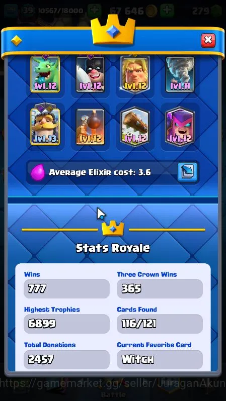 Clash Royale Accounts Midgame Lvl 39|Trophy 6758|KTL 13|Limited Skin|Card 116|1 Hero, 4 EVO, 3 Champ, 21 Legend, 33 Epic, 30 3