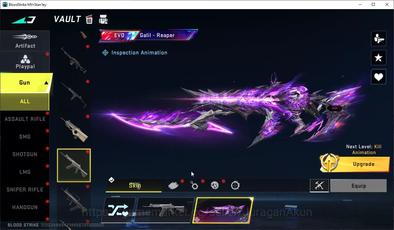 Blood Strike Accounts Collab Skin ASIA|2 EVO[AK47-V4,Galil-LV4],7 ETER[Ethan,Volt,M4A1,KAG6,M700,UZi,Spear LV5,]|MELE 2