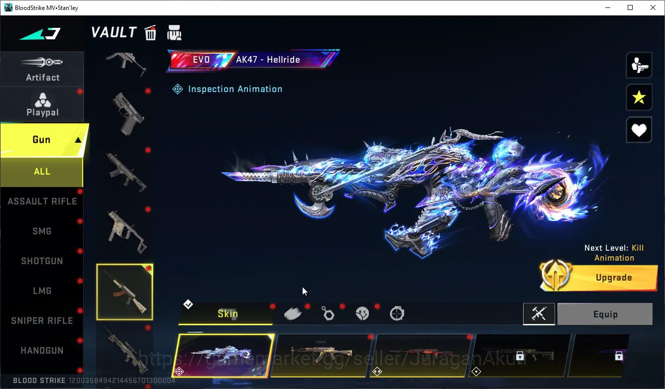 Blood Strike Accounts Collab Skin ASIA|2 EVO[AK47-V4,Galil-LV4],7 ETER[Ethan,Volt,M4A1,KAG6,M700,UZi,Spear LV5,]|MELE 6