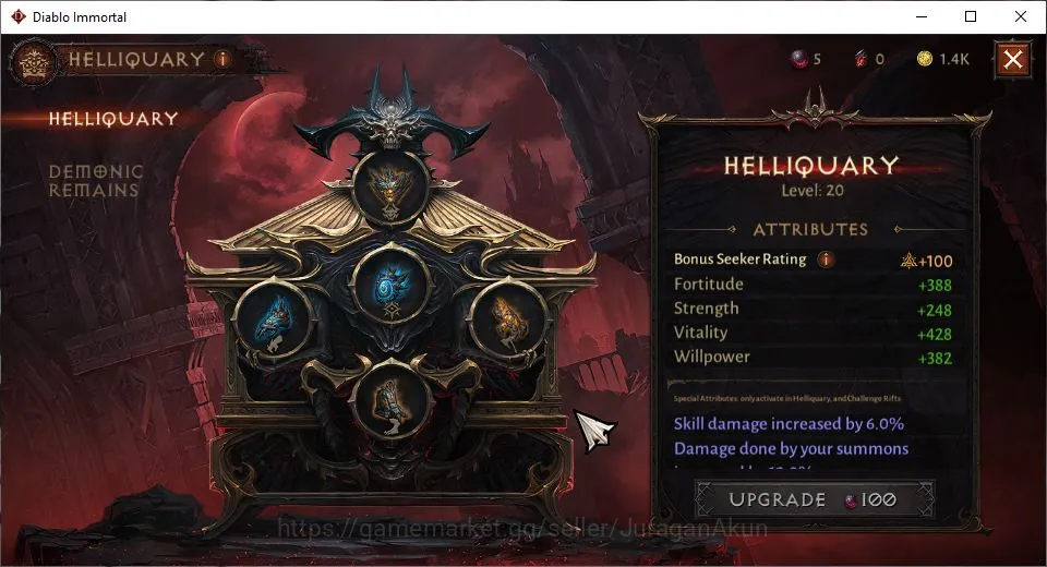 Diablo Immortal Accounts Mid-Tier NA-High Heavens|Lv60(211) Demon Hunter|23K CR|Reso 420|Hell III|Paragon Vanquisher|Hell Lv 4