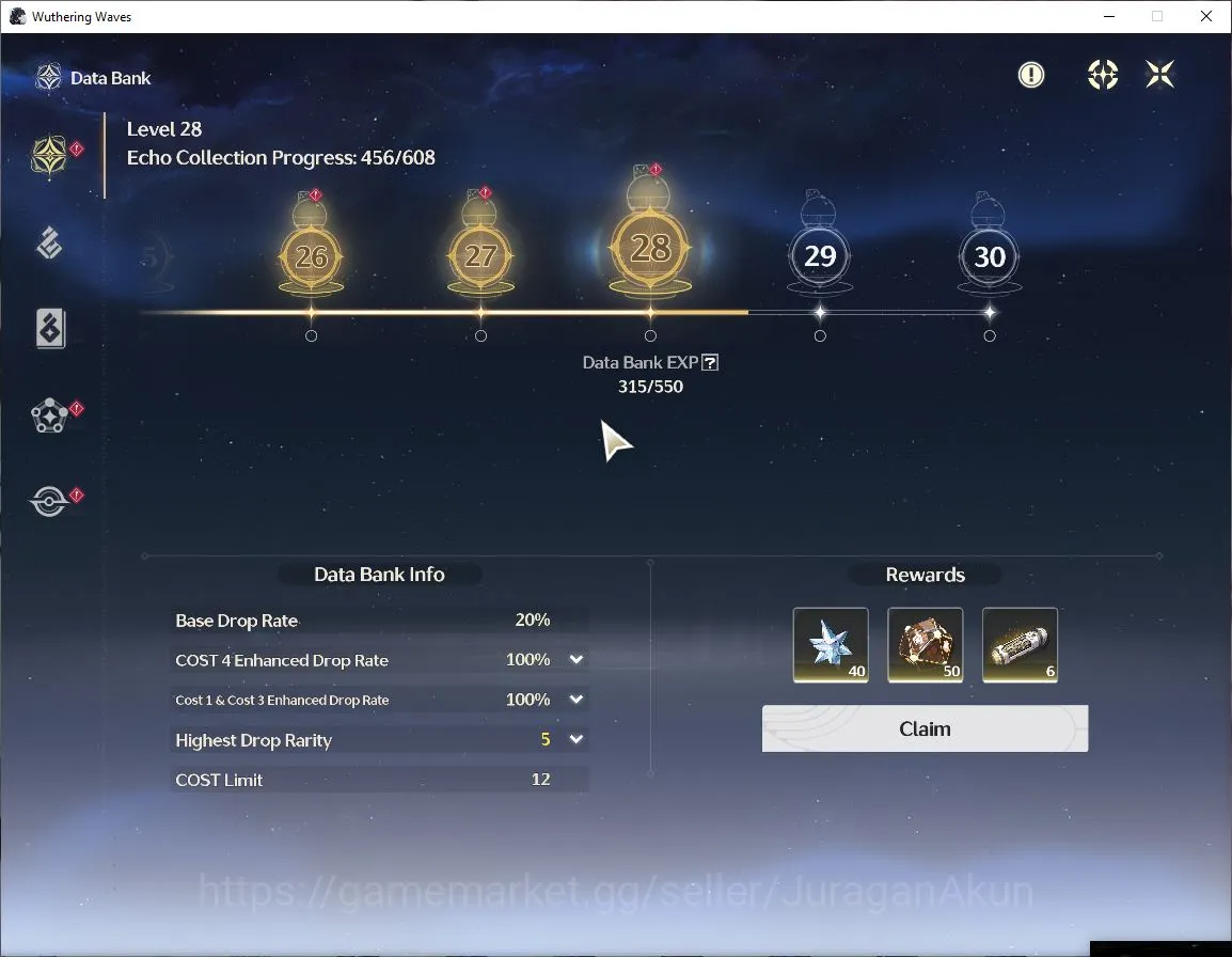 Wuthering Waves Accounts Mid-Game NA | UL 45 | 3 Limit | [Cartethyia,Ciaccona,Shorekeeper]+Sign | DB Lv28 | MC Female | Log 3