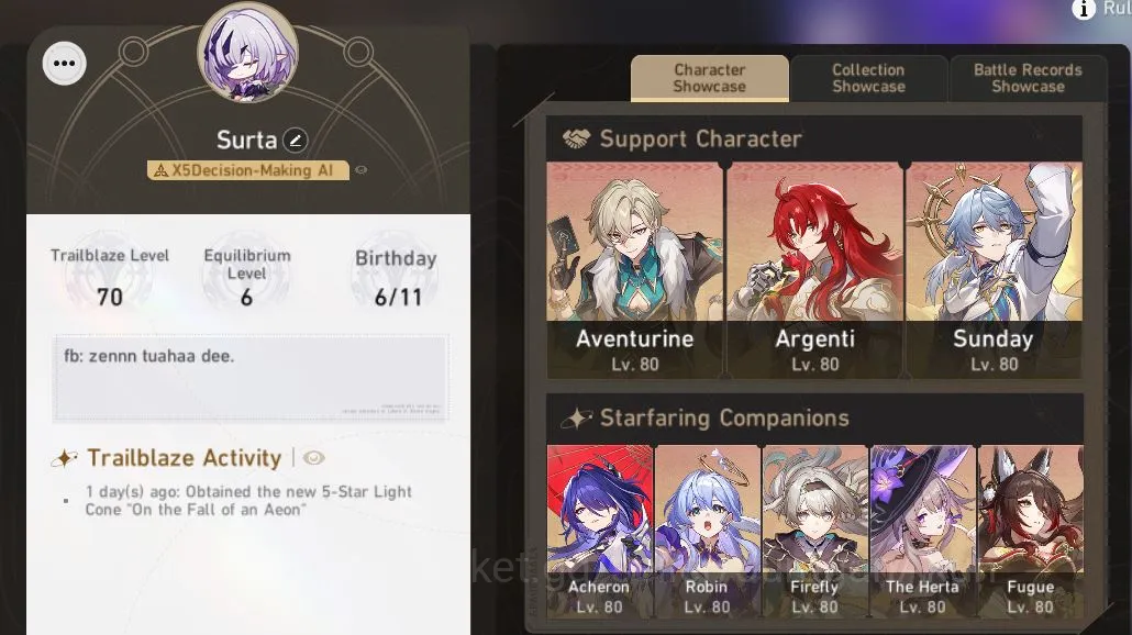 Honkai Star Rail End Game ASIA|TL70|15 Limited [(Acheron,Firefly,Aven,Castor image 1