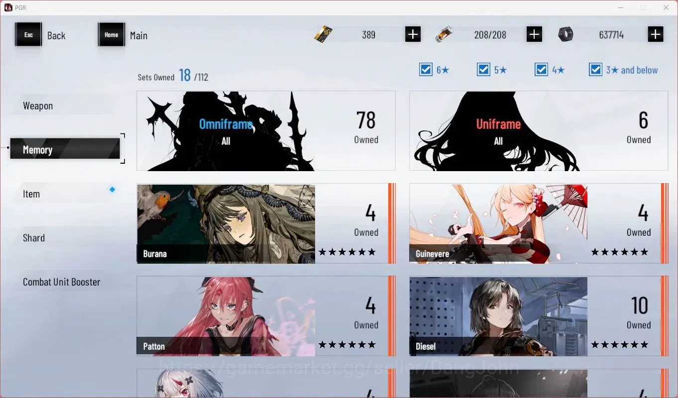 Punishing: Gray Raven Accounts Starter ASIA | L73 |SSS Discord,S Feral,(S Lucia CW,S Lilith D,S Selena P)+Sign, Etc|BC 15